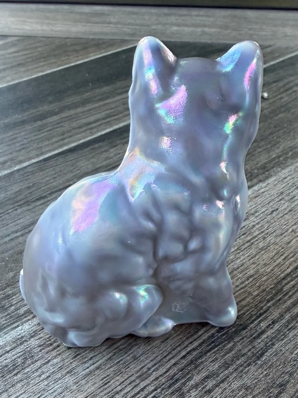 HTF Mosser Dove Gray Carnival Glass Fluffy Kitten - Picture 2 of 4